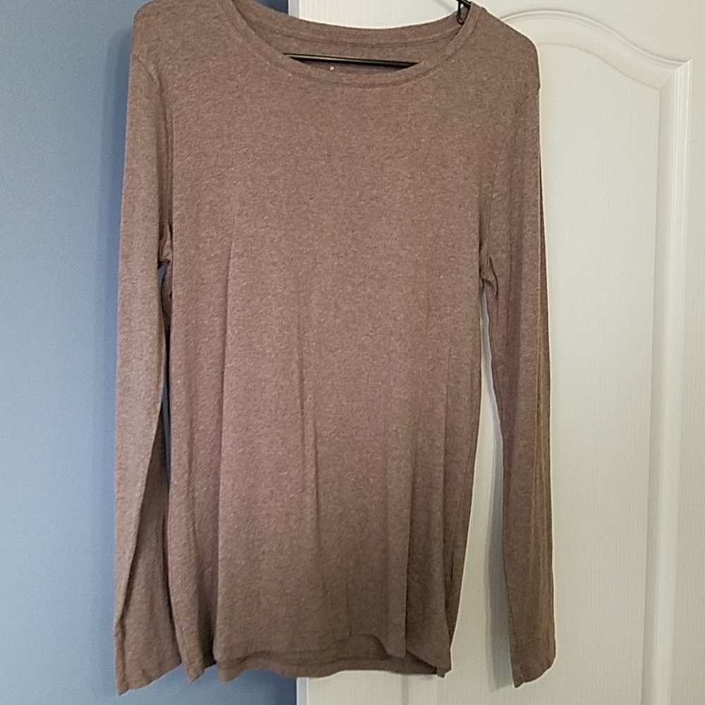 Brown Heathered Long Sleeved Top